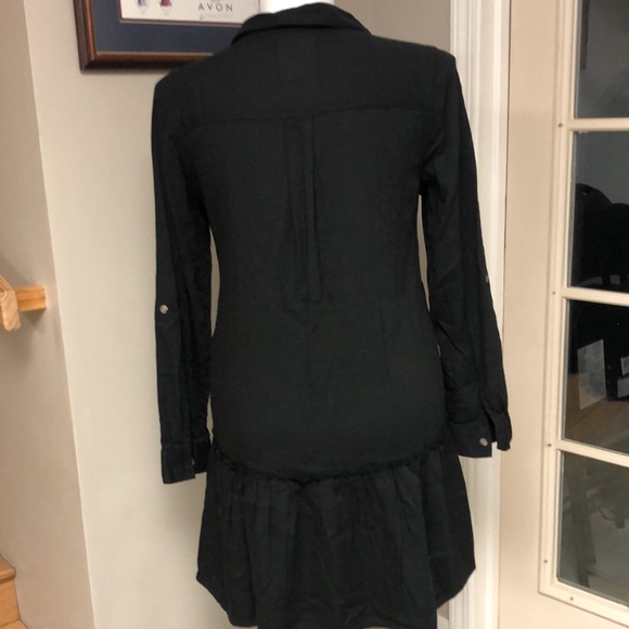 SO black long sleeve ruffle bottom utility dress L 14 - Picture 4 of 9
